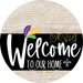 Welcome To Our Home Sign Mardi Gras Black Stripe White Wash Decoe-3694-Dh 18 Wood Round