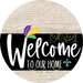 Welcome To Our Home Sign Mardi Gras Black Stripe White Wash Decoe-3694-Dh 18 Wood Round