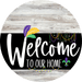 Welcome To Our Home Sign Mardi Gras Black Stripe White Wash Decoe-3695-Dh 18 Wood Round