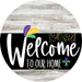 Welcome To Our Home Sign Mardi Gras Black Stripe White Wash Decoe-3695-Dh 18 Wood Round