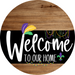 Welcome To Our Home Sign Mardi Gras Black Stripe Wood Grain Decoe-3687-Dh 18 Round
