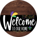 Welcome To Our Home Sign Mardi Gras Black Stripe Wood Grain Decoe-3689-Dh 18 Round