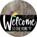 Welcome To Our Home Sign Mardi Gras Black Stripe Wood Grain Decoe-3691-Dh 18 Round