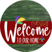 Welcome To Our Home Sign Mardi Gras Dark Red Stripe Green Stain Decoe-3624-Dh 18 Wood Round