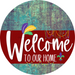Welcome To Our Home Sign Mardi Gras Dark Red Stripe Petina Look Decoe-3620-Dh 18 Wood Round