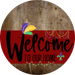 Welcome To Our Home Sign Mardi Gras Dark Red Stripe Wood Grain Decoe-3608-Dh 18 Round