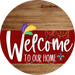 Welcome To Our Home Sign Mardi Gras Dark Red Stripe Wood Grain Decoe-3615-Dh 18 Round