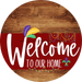 Welcome To Our Home Sign Mardi Gras Dark Red Stripe Wood Grain Decoe-3616-Dh 18 Round