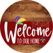 Welcome To Our Home Sign Mardi Gras Dark Red Stripe Wood Grain Decoe-3616-Dh 18 Round