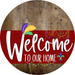Welcome To Our Home Sign Mardi Gras Dark Red Stripe Wood Grain Decoe-3618-Dh 18 Round