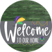 Welcome To Our Home Sign Mardi Gras Gray Stripe Green Stain Decoe-3584-Dh 18 Wood Round