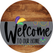 Welcome To Our Home Sign Mardi Gras Gray Stripe Wood Grain Decoe-3566-Dh 18 Round