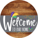 Welcome To Our Home Sign Mardi Gras Gray Stripe Wood Grain Decoe-3576-Dh 18 Round