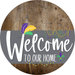 Welcome To Our Home Sign Mardi Gras Gray Stripe Wood Grain Decoe-3578-Dh 18 Round