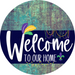 Welcome To Our Home Sign Mardi Gras Navy Stripe Petina Look Decoe-3560-Dh 18 Wood Round