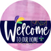 Welcome To Our Home Sign Mardi Gras Navy Stripe Pink Stain Decoe-3561-Dh 18 Wood Round