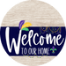 Welcome To Our Home Sign Mardi Gras Navy Stripe White Wash Decoe-3562-Dh 18 Wood Round