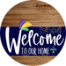 Welcome To Our Home Sign Mardi Gras Navy Stripe Wood Grain Decoe-3555-Dh 18 Round