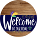 Welcome To Our Home Sign Mardi Gras Navy Stripe Wood Grain Decoe-3555-Dh 18 Round