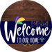 Welcome To Our Home Sign Mardi Gras Navy Stripe Wood Grain Decoe-3557-Dh 18 Round