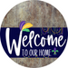 Welcome To Our Home Sign Mardi Gras Navy Stripe Wood Grain Decoe-3559-Dh 18 Round