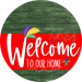 Welcome To Our Home Sign Mardi Gras Red Stripe Green Stain Decoe-3604-Dh 18 Wood Round