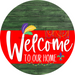 Welcome To Our Home Sign Mardi Gras Red Stripe Green Stain Decoe-3604-Dh 18 Wood Round