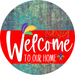 Welcome To Our Home Sign Mardi Gras Red Stripe Petina Look Decoe-3600-Dh 18 Wood Round