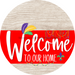 Welcome To Our Home Sign Mardi Gras Red Stripe White Wash Decoe-3602-Dh 18 Wood Round