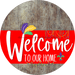 Welcome To Our Home Sign Mardi Gras Red Stripe Wood Grain Decoe-3599-Dh 18 Round