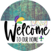 Welcome To Our Home Sign Mardi Gras White Stripe Petina Look Decoe-3550-Dh 18 Wood Round