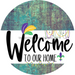 Welcome To Our Home Sign Mardi Gras White Stripe Petina Look Decoe-3550-Dh 18 Wood Round