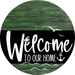 Welcome To Our Home Sign Nautical Black Stripe Green Stain Decoe-3239-Dh 18 Wood Round