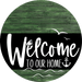 Welcome To Our Home Sign Nautical Black Stripe Green Stain Decoe-3239-Dh 18 Wood Round