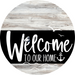 Welcome To Our Home Sign Nautical Black Stripe White Wash Decoe-3238-Dh 18 Wood Round
