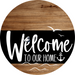 Welcome To Our Home Sign Nautical Black Stripe Wood Grain Decoe-3230-Dh 18 Round
