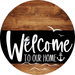 Welcome To Our Home Sign Nautical Black Stripe Wood Grain Decoe-3231-Dh 18 Round