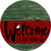 Welcome To Our Home Sign Nautical Dark Red Stripe Green Stain Decoe-3157-Dh 18 Wood Round