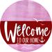 Welcome To Our Home Sign Nautical Dark Red Stripe Pink Stain Decoe-3164-Dh 18 Wood Round