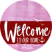 Welcome To Our Home Sign Nautical Dark Red Stripe Pink Stain Decoe-3164-Dh 18 Wood Round