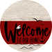 Welcome To Our Home Sign Nautical Dark Red Stripe White Wash Decoe-3155-Dh 18 Wood Round