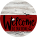 Welcome To Our Home Sign Nautical Dark Red Stripe White Wash Decoe-3156-Dh 18 Wood Round