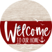 Welcome To Our Home Sign Nautical Dark Red Stripe White Wash Decoe-3165-Dh 18 Wood Round