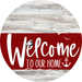 Welcome To Our Home Sign Nautical Dark Red Stripe White Wash Decoe-3166-Dh 18 Wood Round