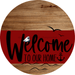 Welcome To Our Home Sign Nautical Dark Red Stripe Wood Grain Decoe-3148-Dh 18 Round