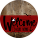 Welcome To Our Home Sign Nautical Dark Red Stripe Wood Grain Decoe-3151-Dh 18 Round