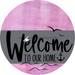 Welcome To Our Home Sign Nautical Gray Stripe Pink Stain Decoe-3114-Dh 18 Wood Round
