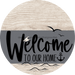 Welcome To Our Home Sign Nautical Gray Stripe White Wash Decoe-3115-Dh 18 Wood Round