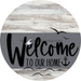 Welcome To Our Home Sign Nautical Gray Stripe White Wash Decoe-3116-Dh 18 Wood Round