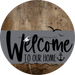 Welcome To Our Home Sign Nautical Gray Stripe Wood Grain Decoe-3111-Dh 18 Round